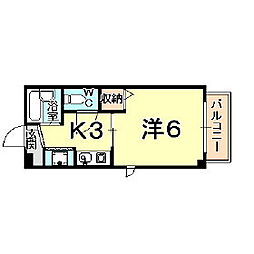エスペランスボヌール 1Kの間取図画像