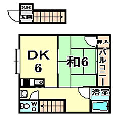 コーポラス南塚口S 1DKの間取図画像