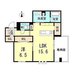 シークリサンス岡本 1LDKの間取図画像