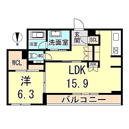 シークリサンス岡本 1LDKの間取図画像