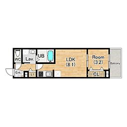 ココングランジュール西宮室川町 202 2階1LDKの間取り