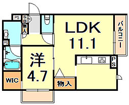 シャーメゾンfamiliar 1LDKの間取図画像
