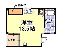 OAZO芦屋上宮川町 ワンルームの間取図画像