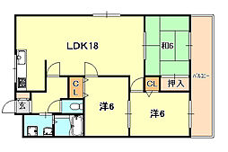 グランディア芦屋浜 3LDKの間取図画像