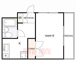 ドムール・コスモス甲南町 1Kの間取図画像