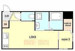 Leggero武庫川 1LDKの間取図画像