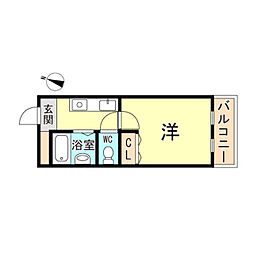 I・N・K東灘 1Kの間取図画像