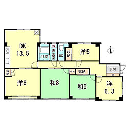 カーサ六甲 5DKの間取図画像