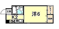 ハイツ大和2南武庫之荘 1Kの間取図画像