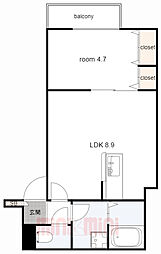 Keyビレッジ東鳴尾 1LDKの間取図画像