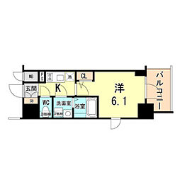 エスリードザ・ランドマーク神戸 1Kの間取図画像