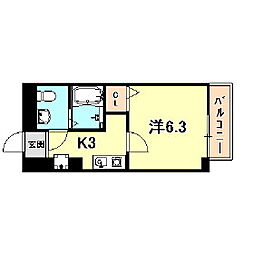 ダイドーメゾン神戸六甲 1Kの間取図画像