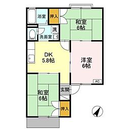 セジュール荻野北 3DKの間取図画像