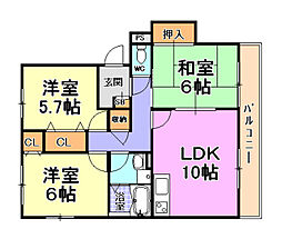 ヴィーブル芦屋 3LDKの間取図画像