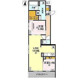 大阪市淀川区三津屋南2丁目アパート 2LDKの間取図画像