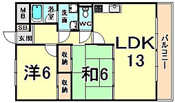 ソシア武庫川 2LDKの間取図画像