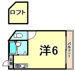 プチグレイス塚口壱番館 ワンルームの間取図画像