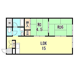 昭和パレス魚住 2LDKの間取図画像