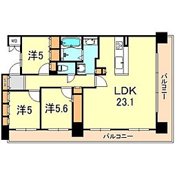 六甲アイランドシティW7レジデンス10番館 3LDKの間取図画像