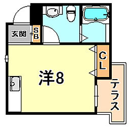 エルデ六甲 ワンルームの間取図画像