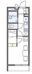 レオパレストライズ 1Kの間取図画像