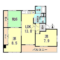 山御影マンションL棟 3LDKの間取図画像