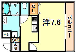 モレスヴィラ六甲 1Kの間取図画像