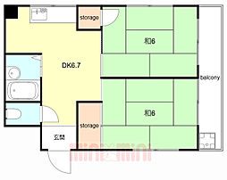 ハイム灘北 2DKの間取図画像