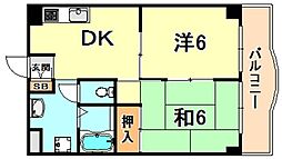 六甲パークランド 2DKの間取図画像