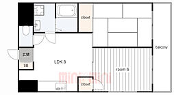 プラムハイツ本山 2LDKの間取図画像