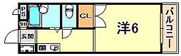 ヴィラ六甲 1Kの間取図画像