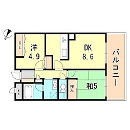 アプリーレ北青木 2DKの間取図画像