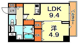 ヴィレッタの杜住吉 1LDKの間取図画像