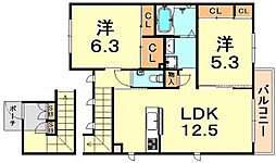 シャーメゾン岡本East 2LDKの間取図画像