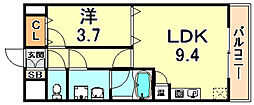 モアライフ魚崎 1LDKの間取図画像