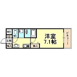 セファミ御影 1Kの間取図画像