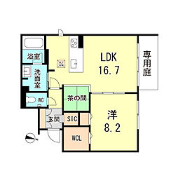 Grande御影中町 1LDKの間取図画像