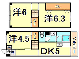 鶴甲コーポ33号棟 3階/303