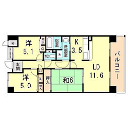 ウエストコート8番街2番館 3LDKの間取図画像
