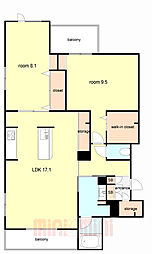 グレイス神戸住吉 2LDKの間取図画像