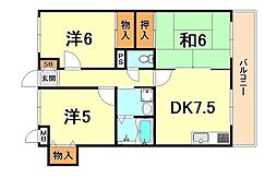 ハイツ甲南 3DKの間取図画像