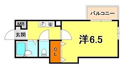 ピアネーズ御影 1Kの間取図画像