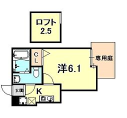ダイドーメゾン神戸六甲 1Kの間取図画像