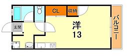 ナショナルハイツ ワンルームの間取図画像