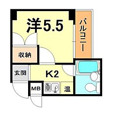 コンフォート岡本 1Kの間取図画像
