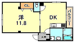 タムラビル 1DKの間取図画像