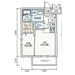 ワコーレヴィータ六甲ステージア 1DKの間取図画像