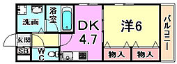 エスペランサ御影2 1DKの間取図画像