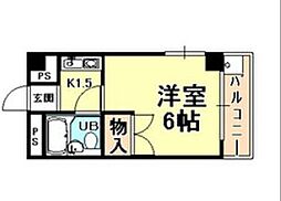 アクティ甲南 1Kの間取図画像