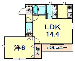 ブランシュ芦屋 1LDKの間取図画像
